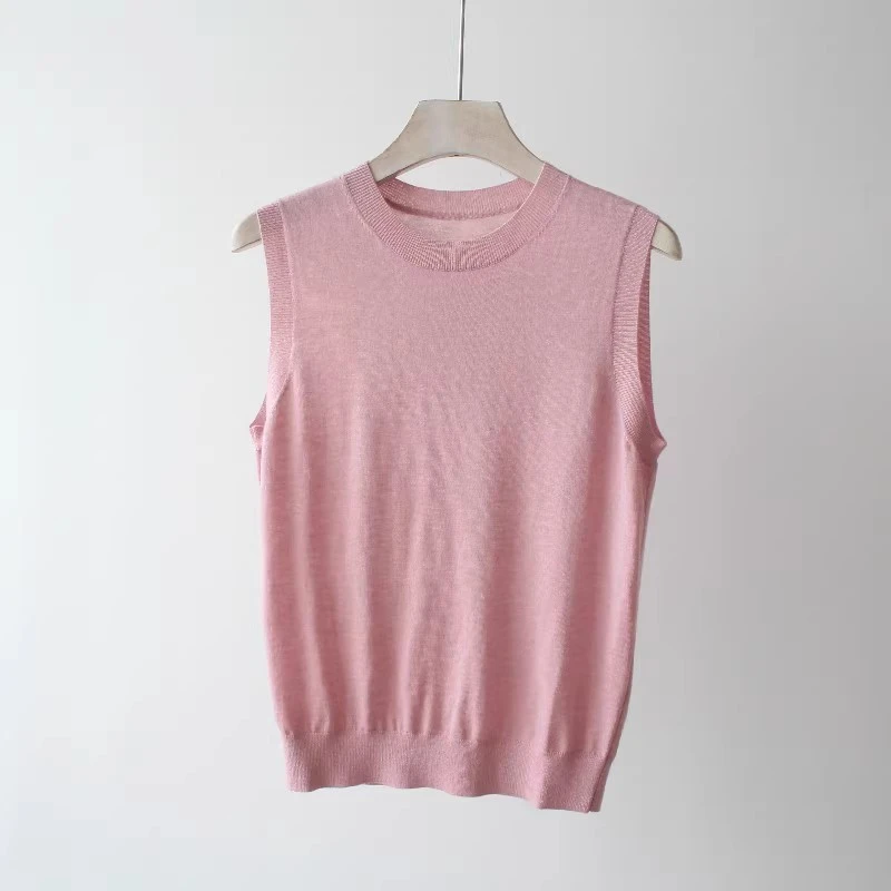 【依格歌优选现货】超细羊毛女背心打底无袖圆领针织衫百搭内搭上衣