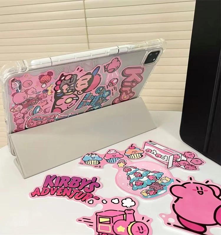 卡通可爱星之卡比适用iPad10保护套9代10.2网红air45平板壳带笔槽