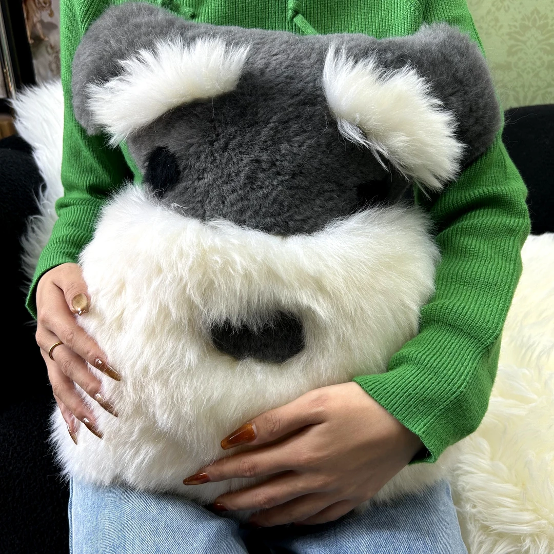 雪纳瑞羊毛抱枕皮毛一体沙发靠背垫腰枕客厅卧室带抱枕芯一体40