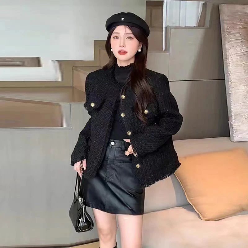 23101韩版充棉流苏毛边小香风外套女新款宽松洋气显瘦百搭上衣