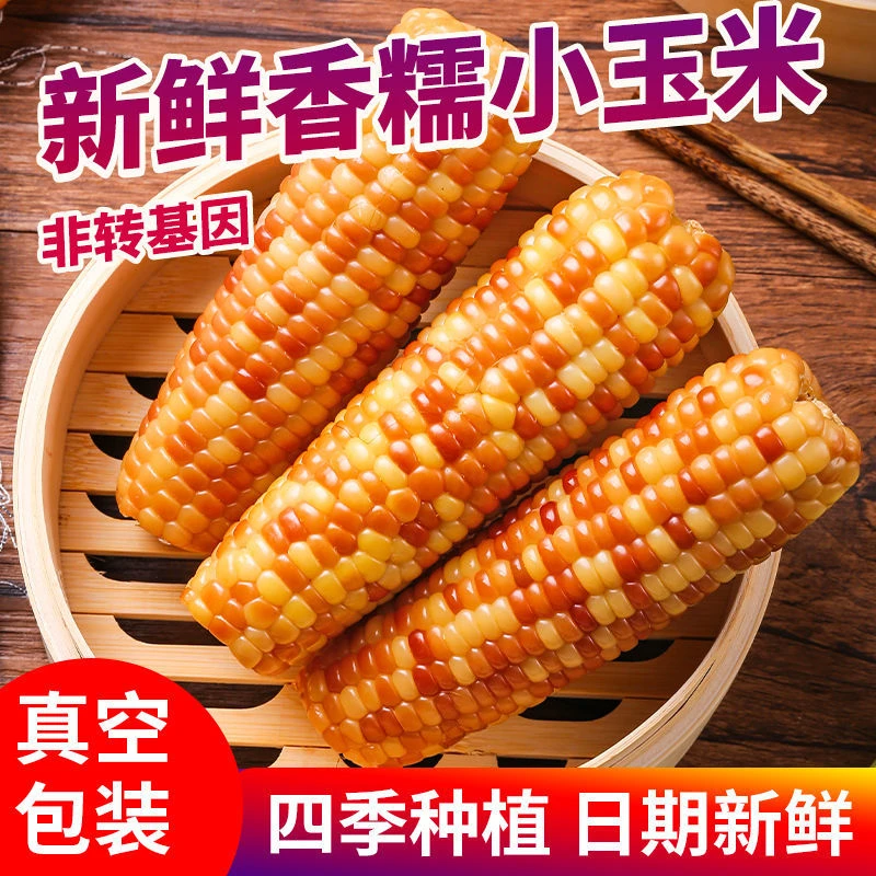 云南西双版纳香糯小玉米真空包装即食新鲜花糯玉米棒轻食早餐整箱