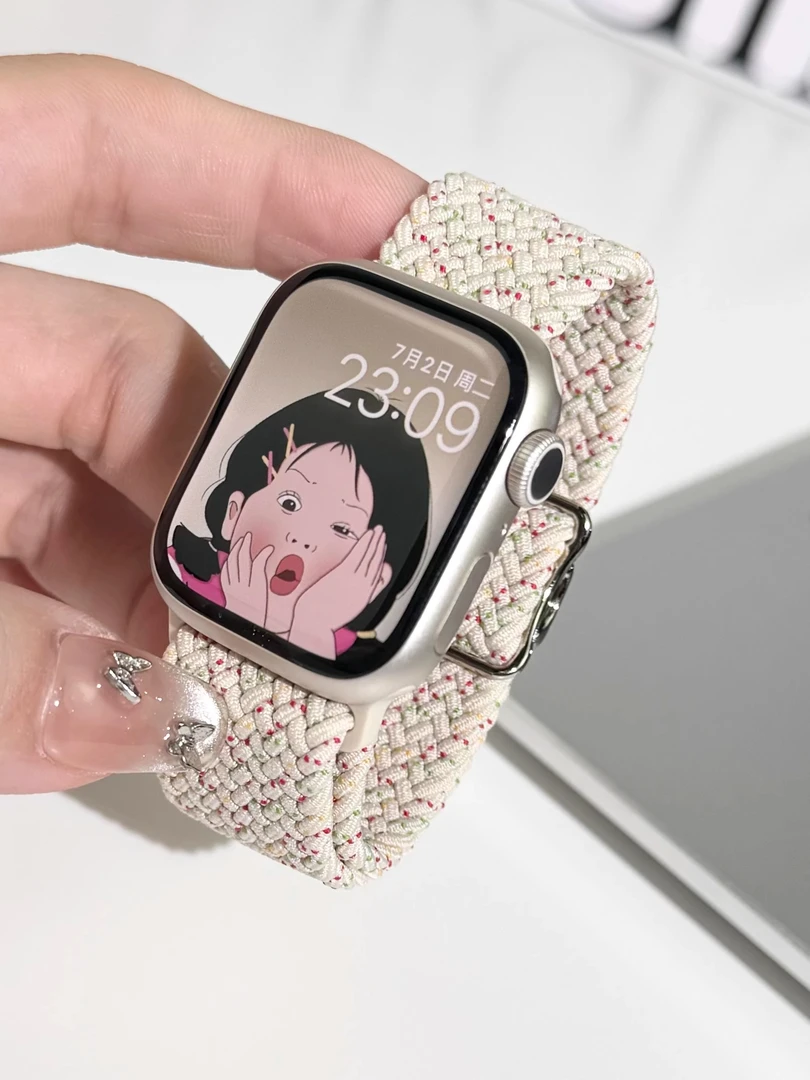 适用iwatch8苹果手表表带S9Applewatch7/6/5夏天新款磁吸尼龙透气