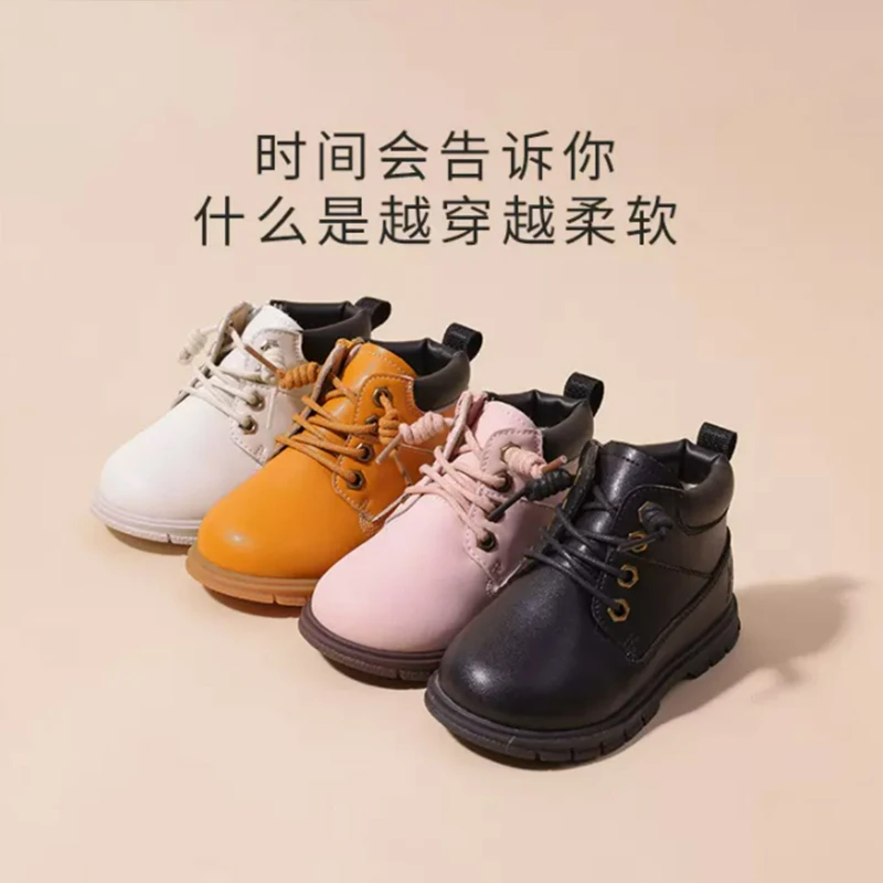 卡特兔GP男女童皮鞋儿童靴子加绒冬季鞋子皮鞋软底马丁靴X1DL004