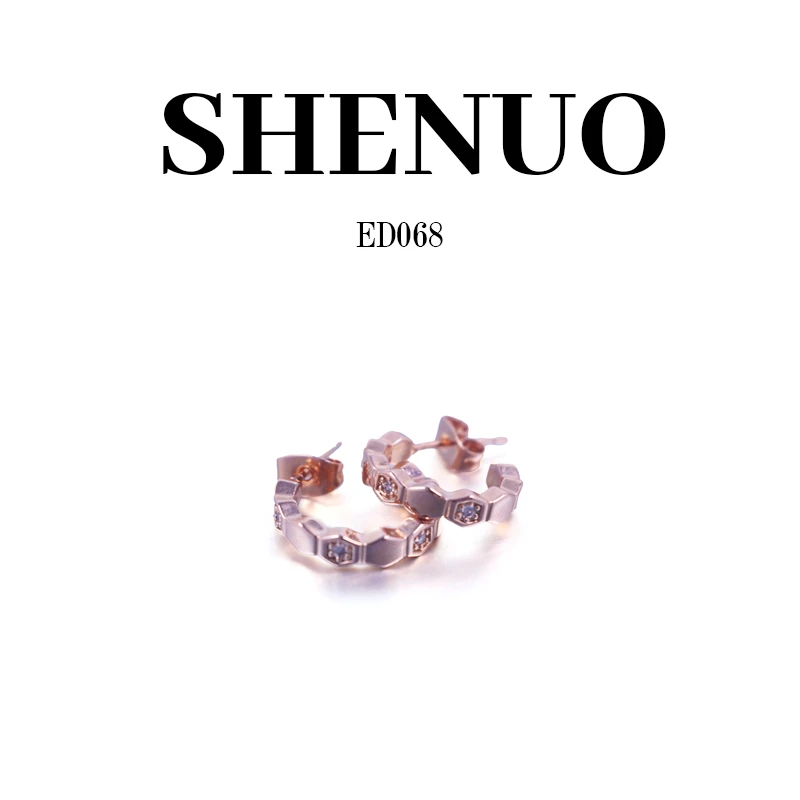 铜合金锆石耳饰 个性圆C耳饰轻奢仙女耳环  ED068时尚百搭气质