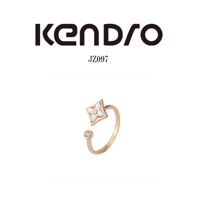 铜合金贝壳戒指 四叶草开口戒指女高级感叠戴时尚JZ097