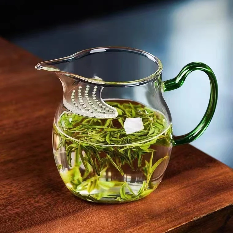 加厚月牙玻璃公道杯耐热分茶水杯高档大容量中式手工茶道绿茶杯