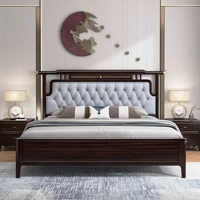 胡桃木实木床单人简约轻奢新中式床实木床经济型家用储物大床x2