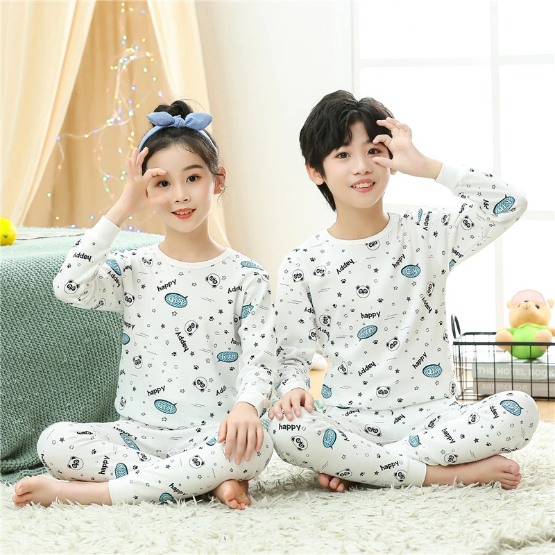 无骨儿童纯棉a类内衣套装男女童秋衣秋裤男童全棉睡衣冬儿童秋裤