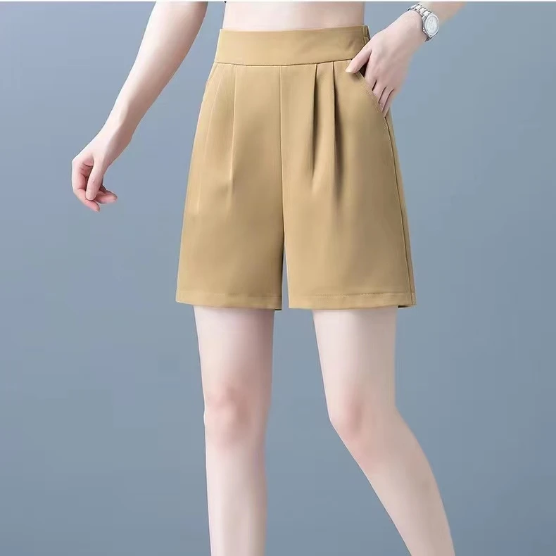 大码女装夏季高腰显瘦五分黑色休闲裤时尚百搭宽松薄款阔腿裤