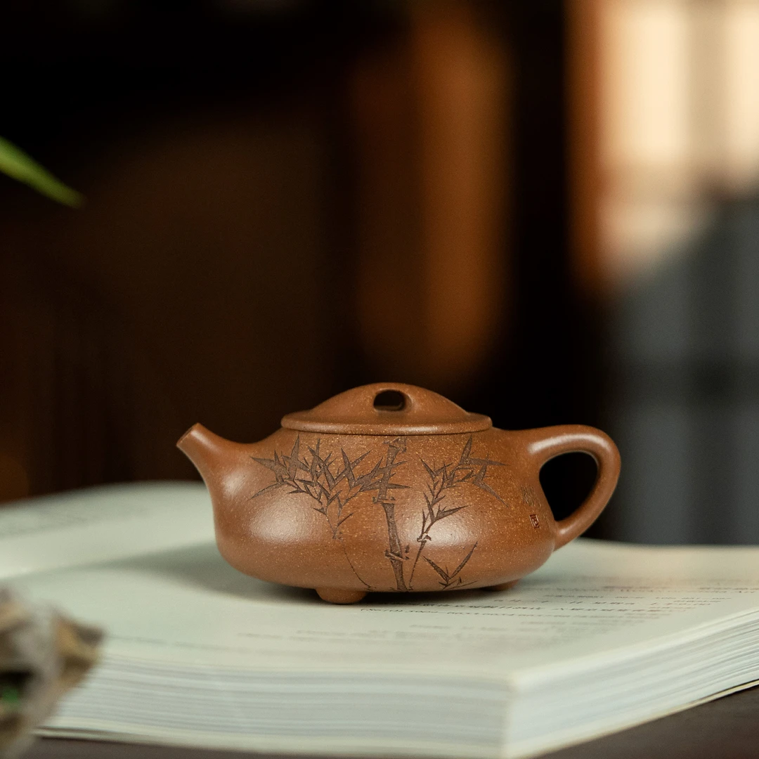 【利贞丨文竹小景舟石瓢】原矿桂花砂约130cc 李建军全手工制 茶具