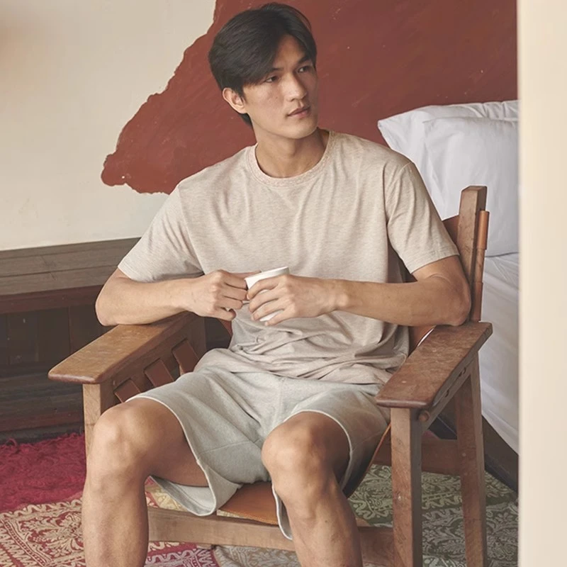 Nest Designs男士有机棉短裤春秋新款休闲舒适轻便外出裤子家居服