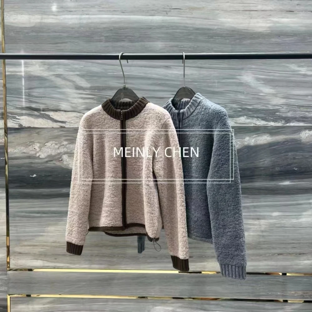【MEINLY  CHEN】高端设计师款气质百搭立领羊毛衫65695