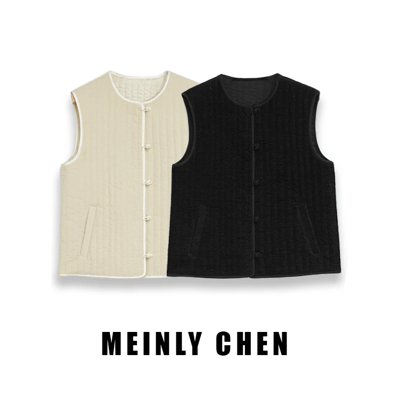 【MEINLY  CHEN】高端设计师款时尚休闲保暖灯芯绒马甲824033-1