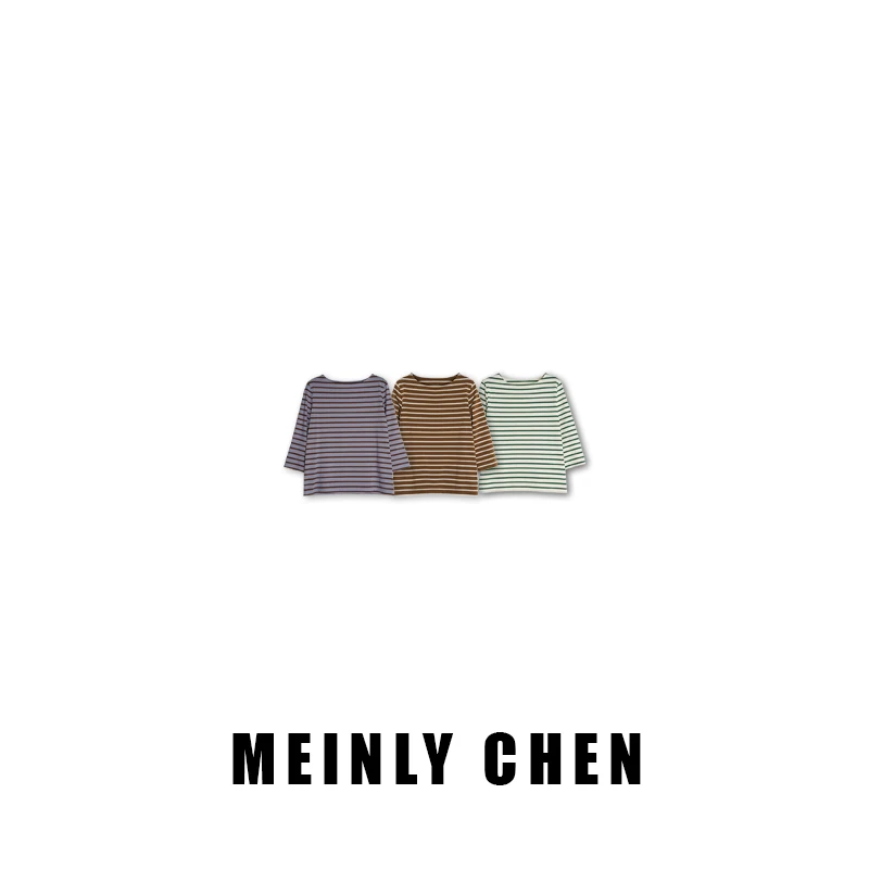 【MEINLY  CHEN】【条纹T】高端设计师款时尚百搭休闲T恤824469