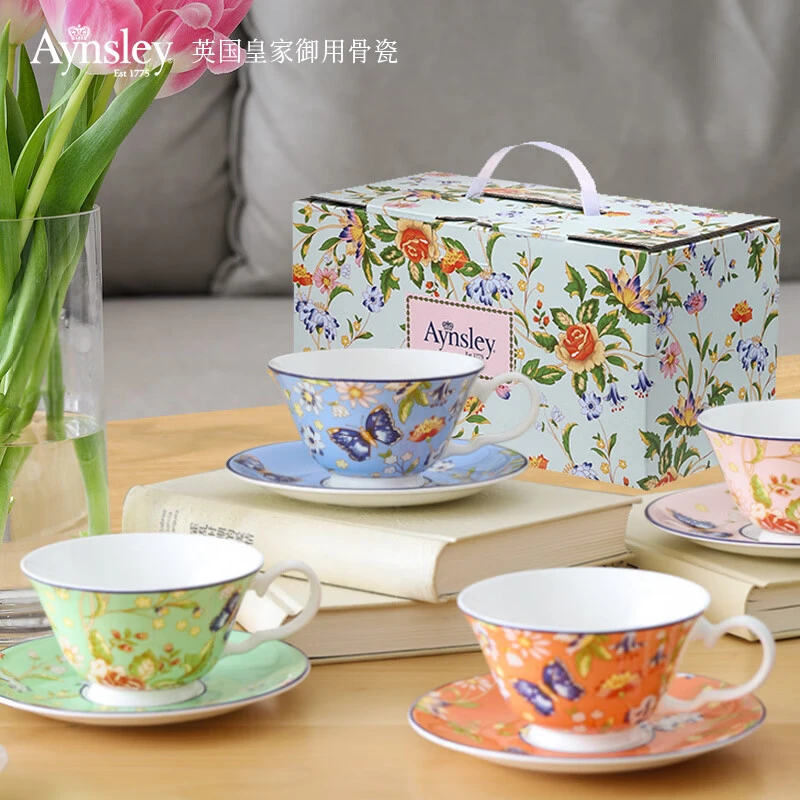Aynsley小屋花园温莎高颜值精致骨瓷咖啡杯碟装礼盒