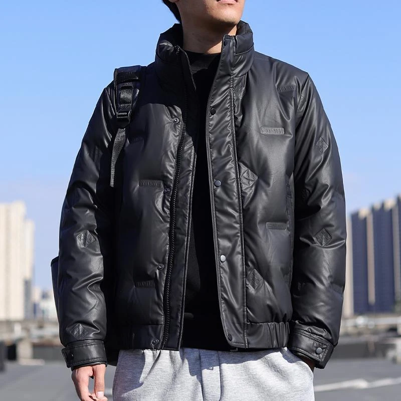男款羽绒服立领羽绒服男士轻薄短款冬季潮牌纯色加绒加厚外套保