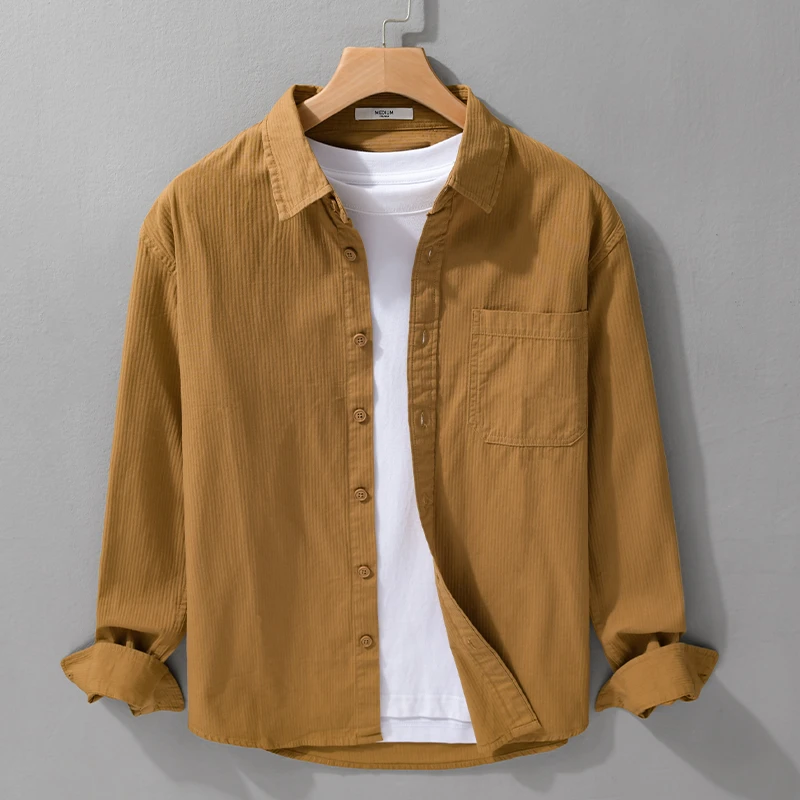 高级感条纹衬衫男长袖2025秋季新款纯棉时尚休闲衬衣全棉百搭外套