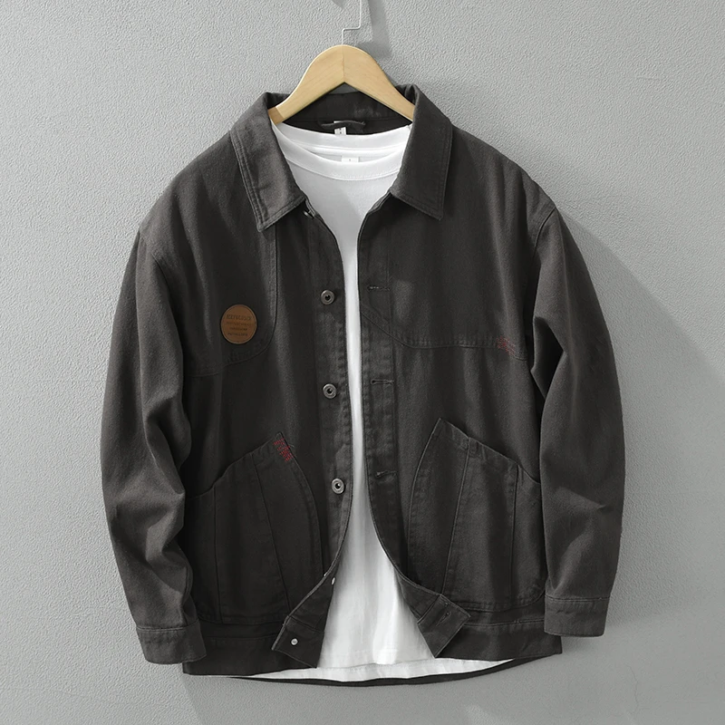 帅气高端设计师款休闲港风灰色衬衫男士春季潮流长袖衬衣男装外套