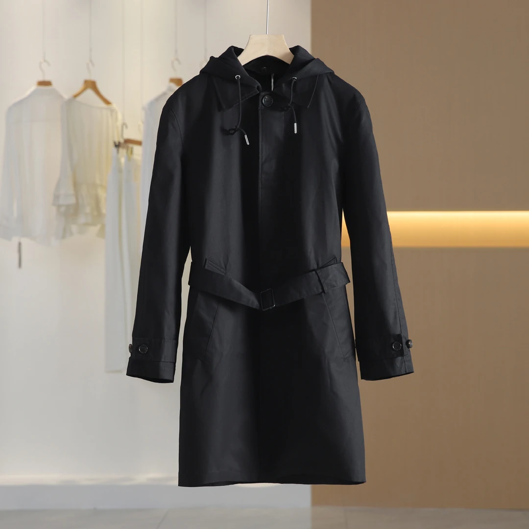 【唐长老自营】62812男装新款风衣JJ51-11男士时尚百搭黑色连帽