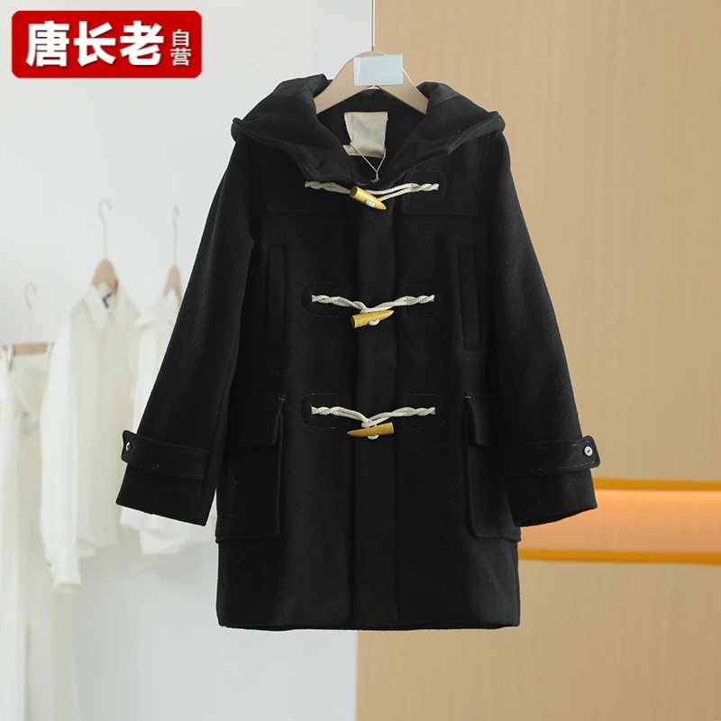 【唐长老自营】货号48063童装冬长款牛角扣休闲呢大衣JTZ