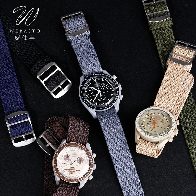适配OMEGA SWATCH欧米茄联名斯沃琪行星系列NATO编织表带男女20mm