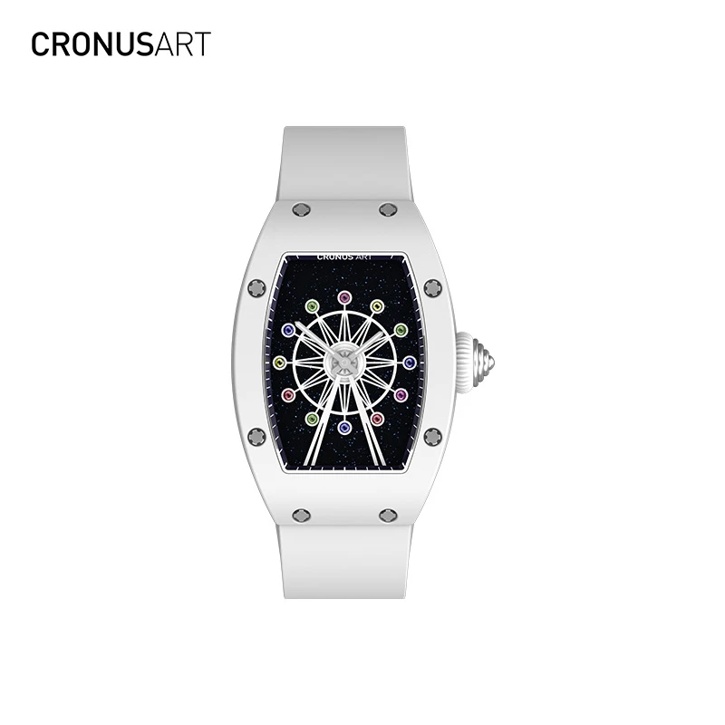 CronusArt克洛斯-摩天轮时尚轻奢潮流酒桶形瑞士机芯石英女士百搭