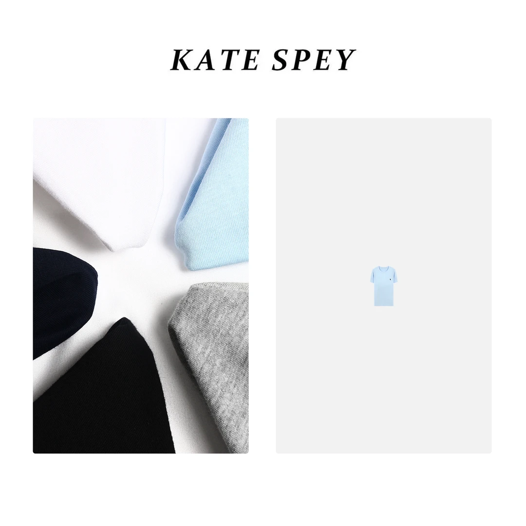 凯特丝蓓191#“新纯色"刺绣小马"圆领舒适薄款透气简约短袖1-1008