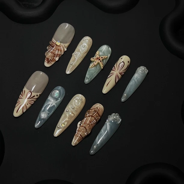 blueberry nail纯手工穿戴甲{落葵}辣妹y2k时尚穿戴式ins