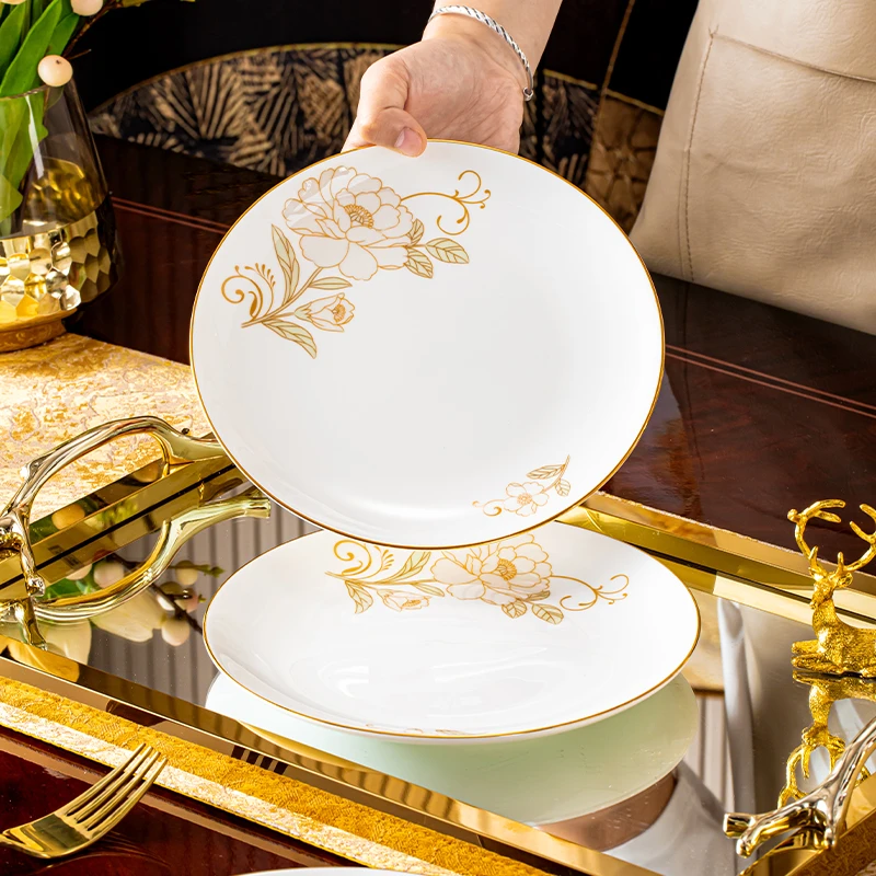 盘子菜盘家用2025新款陶瓷浅盘牛排西餐盘餐具景德镇中式碗盘套装