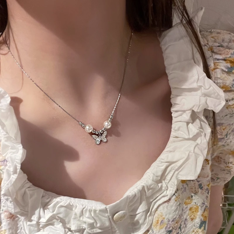 钛钢项链 蝴蝶项链女ins轻奢小众设计感毛衣链颈链送女生闺蜜礼物