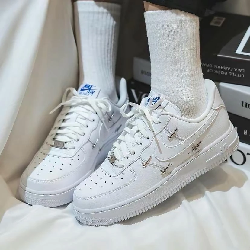 Nike 耐克Air Force 1空军一号男女款四钩白蓝休闲板鞋CT1990-100