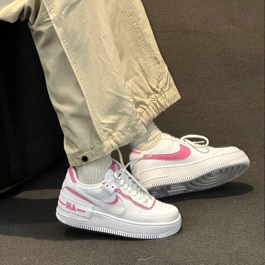耐克/Nike AF1 low Shadow 解构女子低帮粉色增高板鞋 CI0919-102