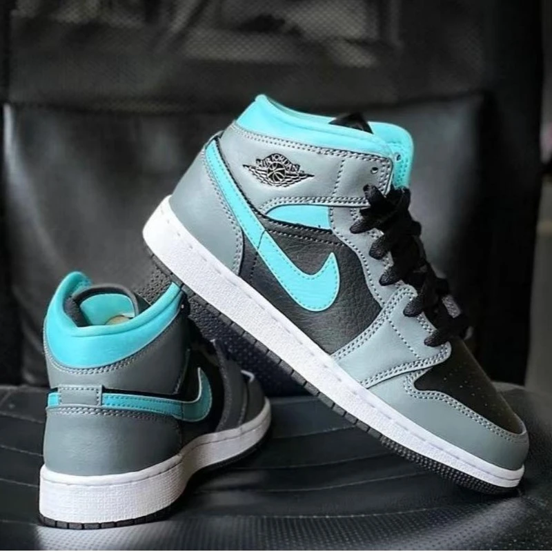 Air Jordan 1 mid GS AJ1 灰绿中帮休闲潮流篮球鞋女款554725-063