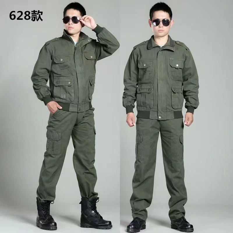 春秋款纯棉工作服套装加厚秋冬电焊工防烫汽修男士迷彩长袖