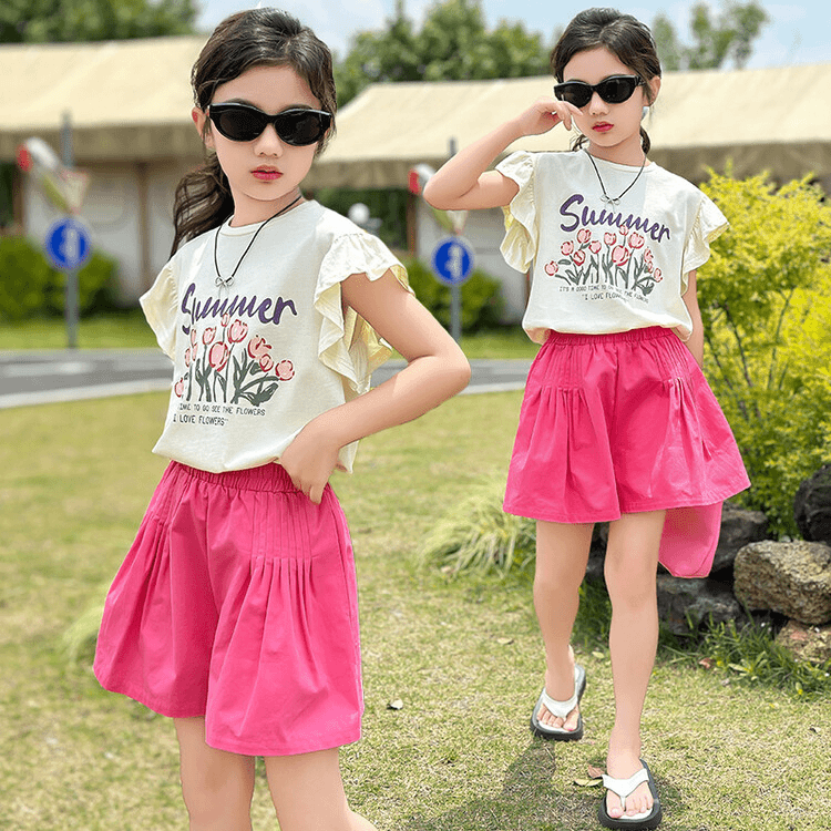 女童夏装2024新款洋气时髦套装大童小女孩网红炸街儿童夏季两件套