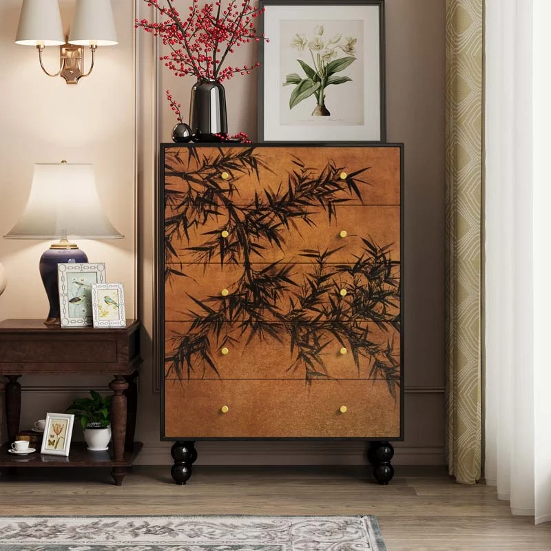 法式复古玄关五斗柜抽屉柜卧室靠墙储物柜客厅餐厅装饰柜子收纳柜