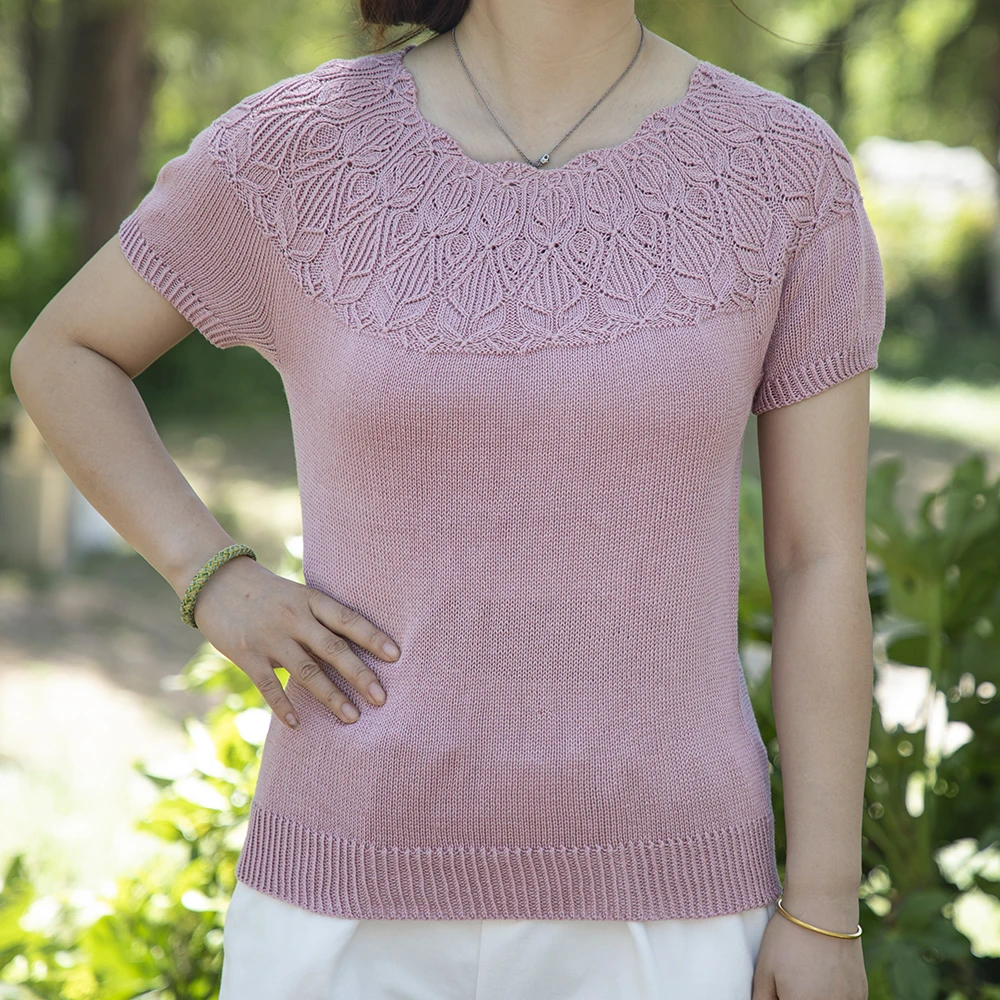 牧云花瓣T短袖夏季毛线团手工编织毛线蚕丝棉柔软冰丝