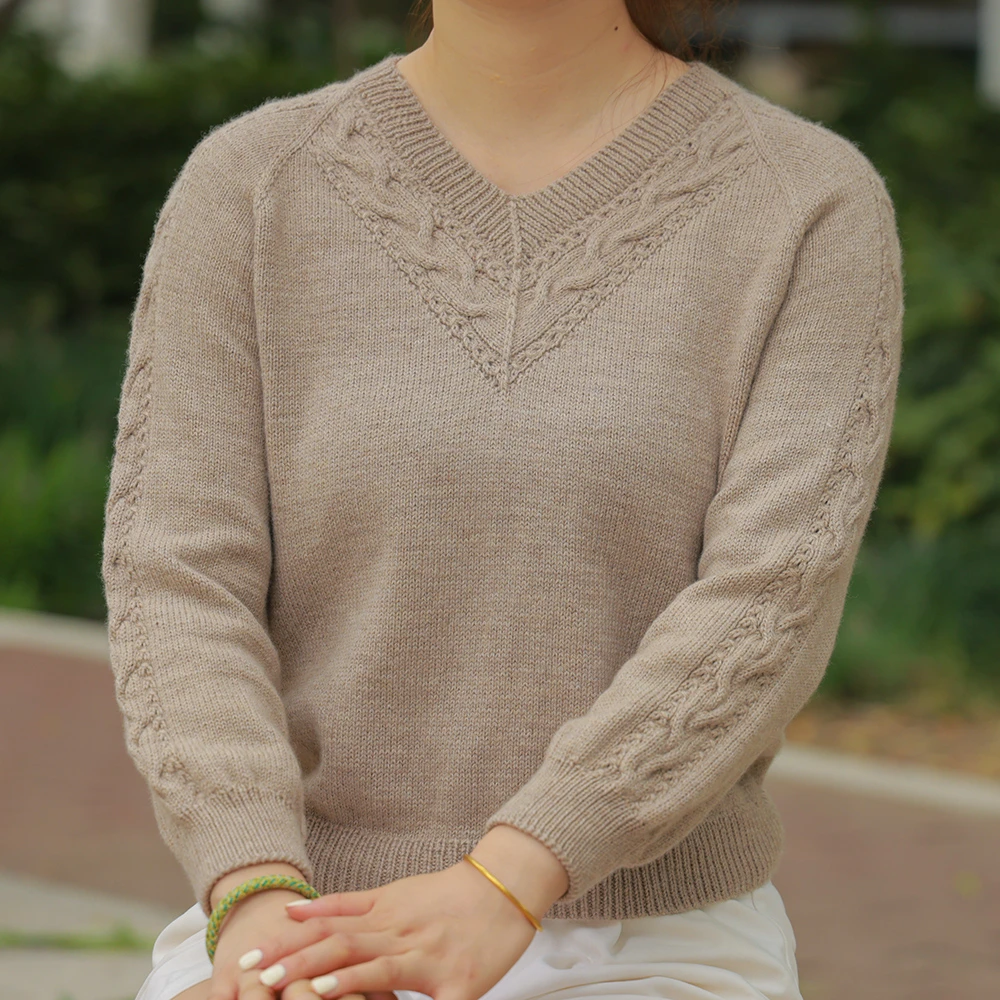 牧云秋声V领套头衫毛衣羊绒线手工编织毛线冬季柔软