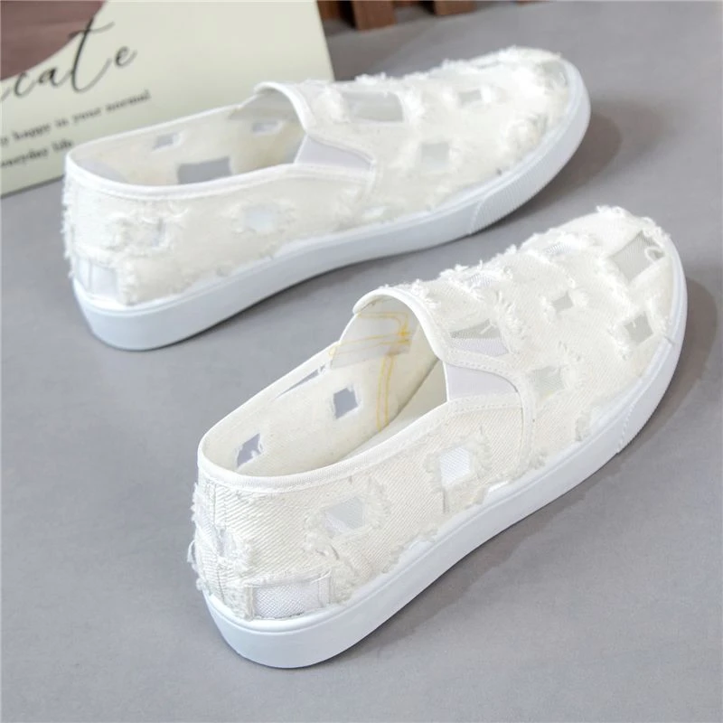 网布鞋子女夏季透气网鞋2025新款帆布鞋懒人学生低帮板鞋小白鞋女