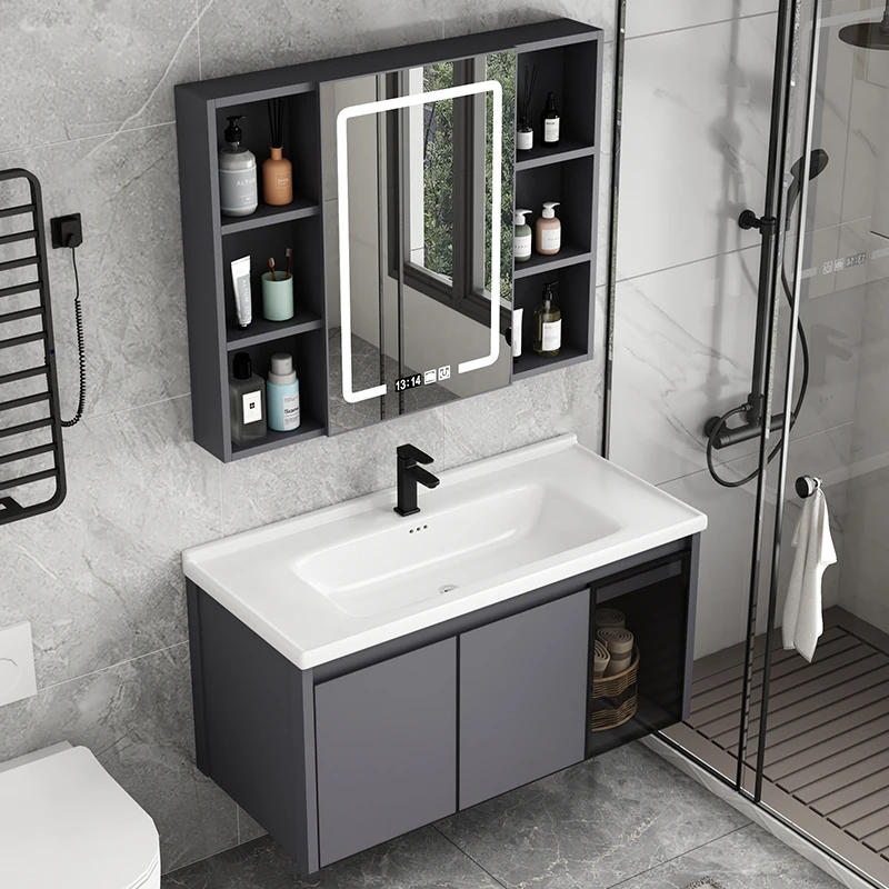 包安装简约时尚浴室卫生间洗手洗脸洗漱台盆防水智能镜柜组合台盆