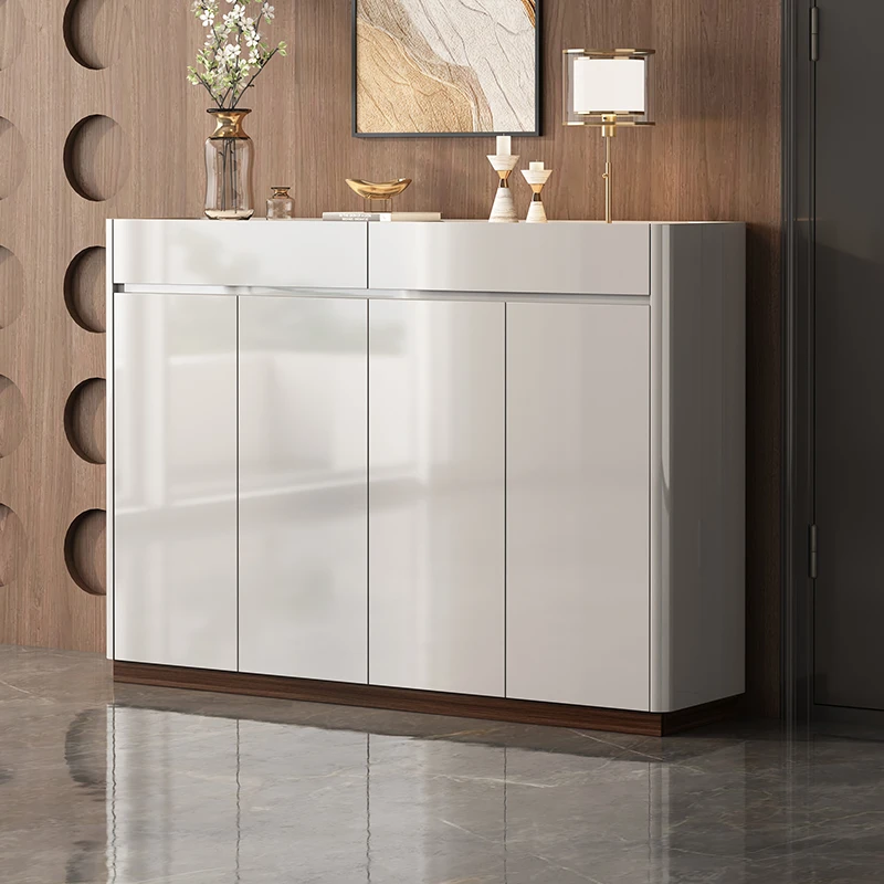 轻奢高级感鞋柜岩板入户家用门口玄关储物新款2024靠墙大容量多层