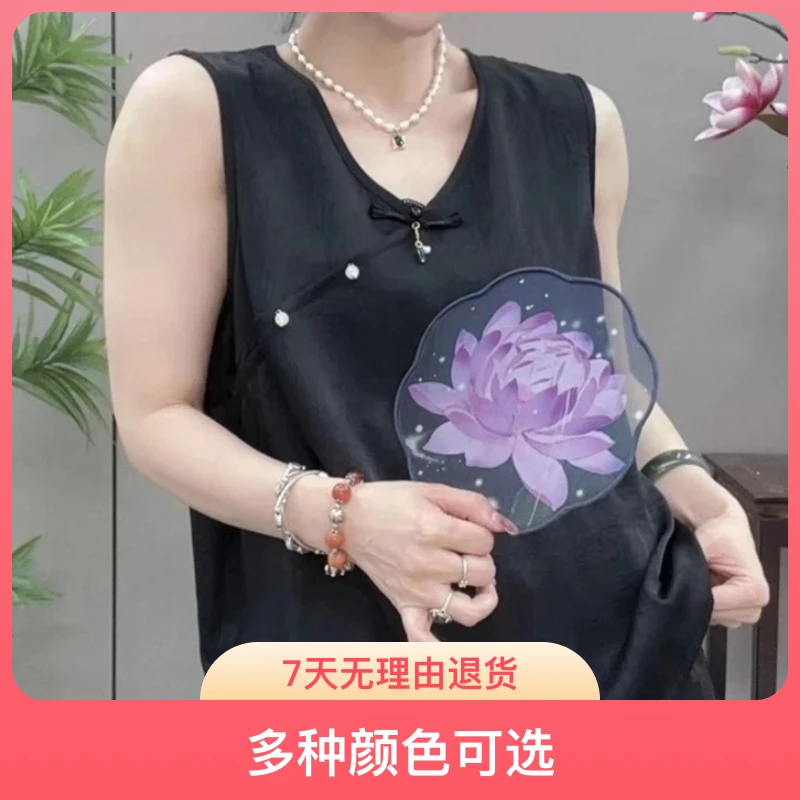 新款吊带背心女夏季外穿圆领宽松遮肚内搭打底衫缎面百搭配西装