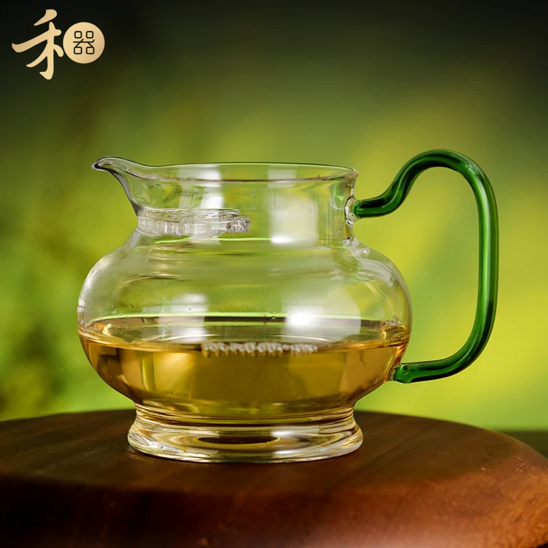 禾器熠然茶海手工带过滤公道杯耐热高硼硅玻璃公杯带月牙茶室茶具