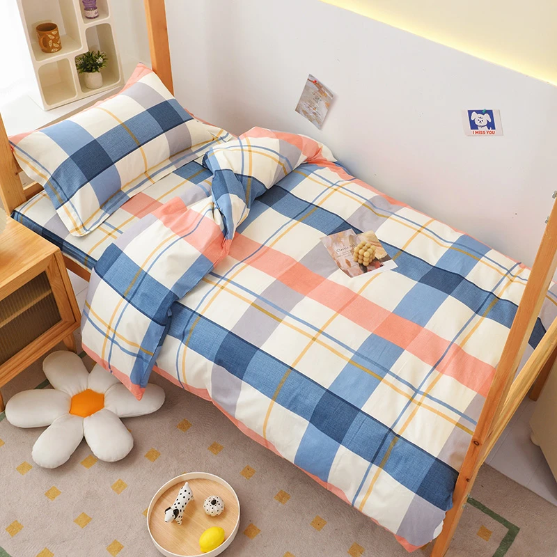 纯棉学生宿舍0.9m单人被套三件套床笠款寝室床上用品被子被褥全套