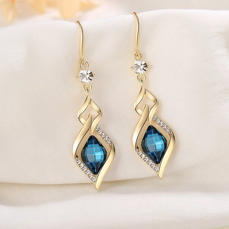 2023年新款高级感几何水晶耳环女韩国气质长款