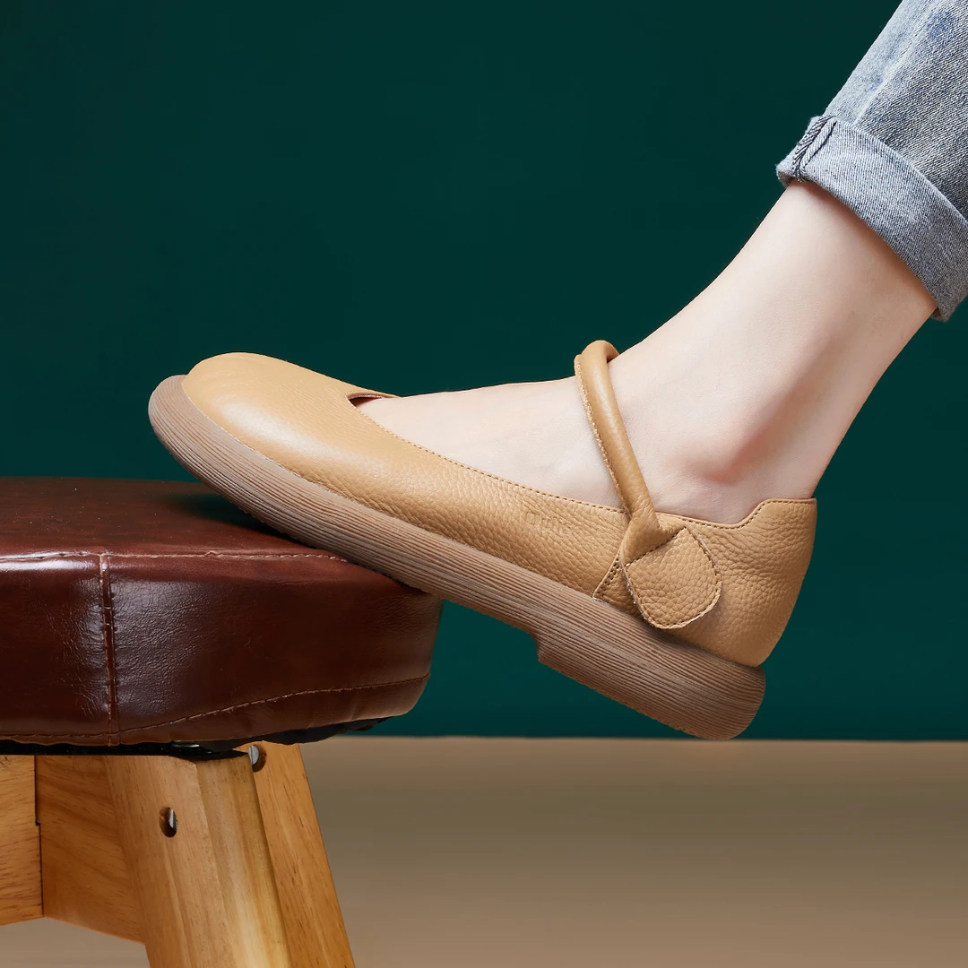 头层牛皮单鞋2025新款软底敲软敲舒适防滑轻便女单鞋