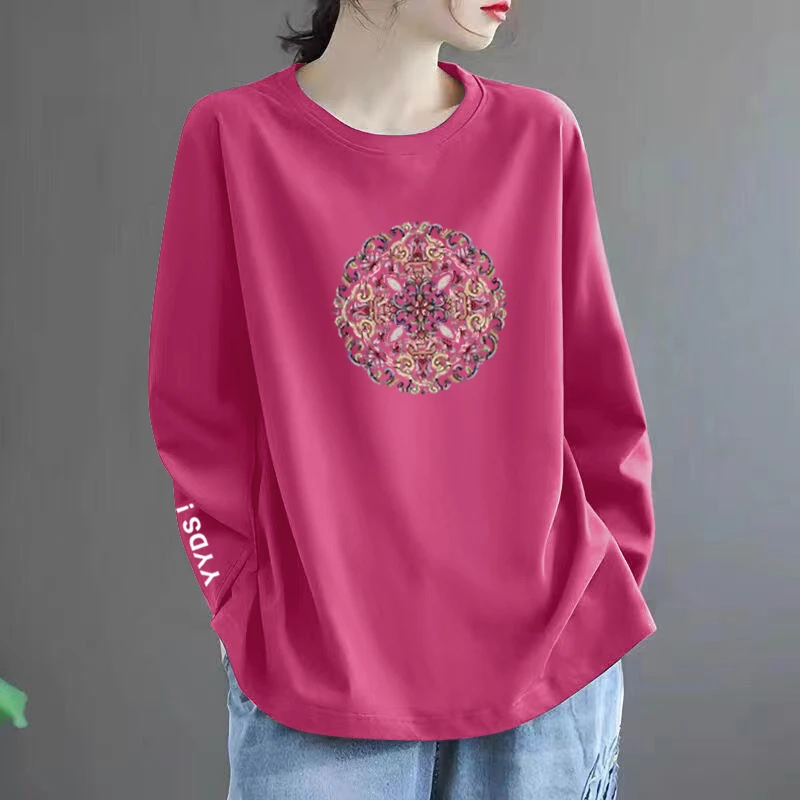 早秋女士内搭长袖t恤女洋气2025秋季新款宽松体恤纯棉打底衫上衣