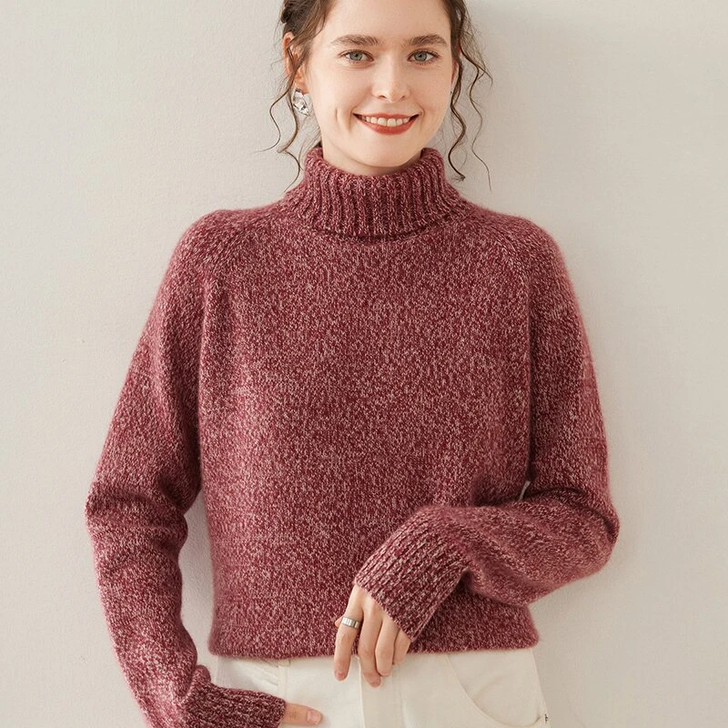 秋冬新款套头高翻领加厚羊绒衫女毛衣宽松时尚百搭打底针织羊绒衫
