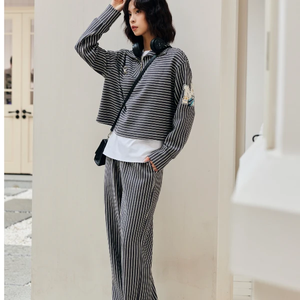 mithworld/沵媞格雷灰条纹“空气裤”W1FFB5609S5B