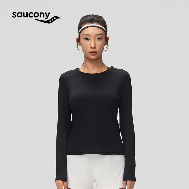Saucony索康尼新款长袖圆领运动打底套头跑步训练上衣健身休闲女